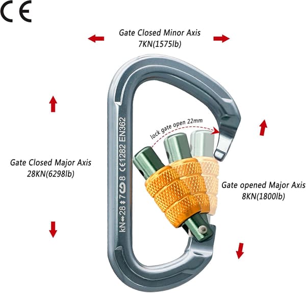 2 kappaletta harmaa karabiini itselukittuva karabiini raskas Al