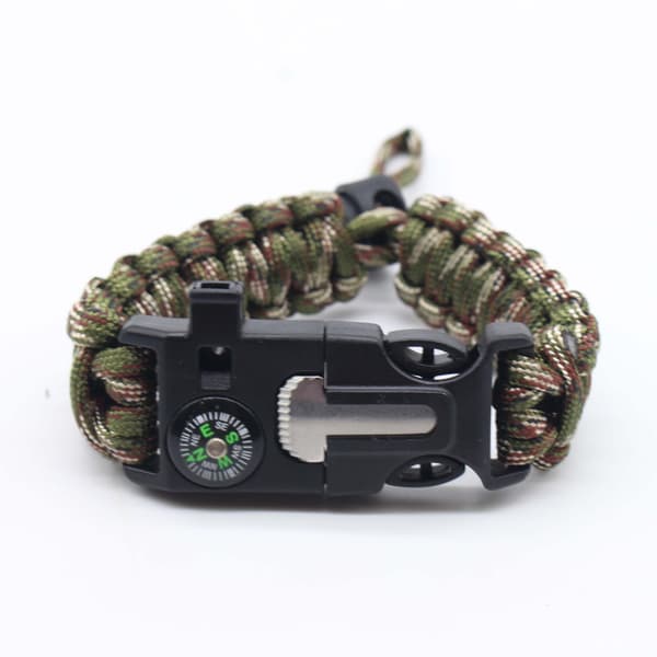 5 i 1 paracord overlevelsesarmbånd med ildstarter og kompas