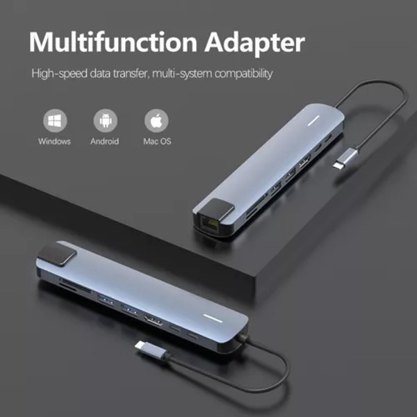 8-i-1-hub med USB-C til HDMI og Ethernet