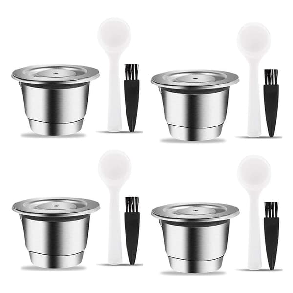 4x Espresso Påfyllbare Kapsler Gjenbrukbare Pod Espresso Kaffekapsel Rustfrie Stålkapsler Kompatible