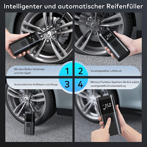 Innovativ Snabb Uppblåsbar Portabel Luftkompressor, 150 PSI Maximalt Tryck För Enkla Bil-, Motorcykel- Och Cykeldäck, Multifunktionell