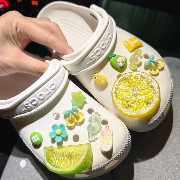 13 stk. Grøn Orange Citron Hule Sko Tilbehør til Croc Charms f