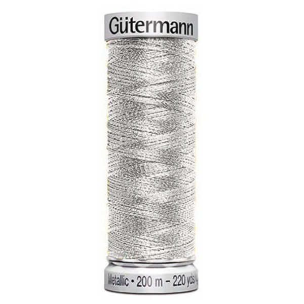 Gütermann metallic broderitråd, silverfärgad, 200m silver
