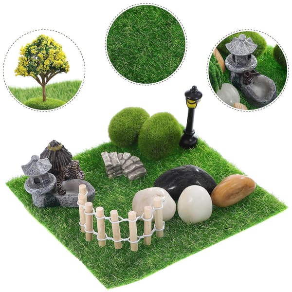 1 sæt fehave-miniaturer terrariumindretning minihaveindretning miniaturefigurer fehavetilbehør