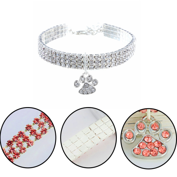 Halsband för husdjur med diamant, justerbar kristalldiamant elastisk