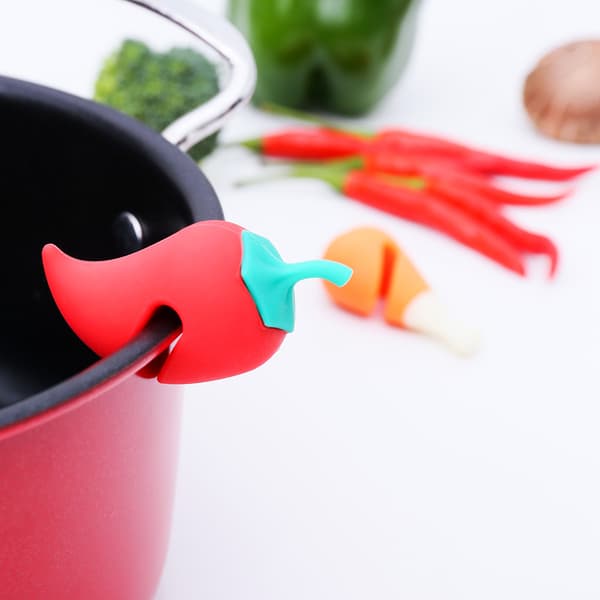 3 st söta silikon chili grytlock lyft överflödesförhindrare