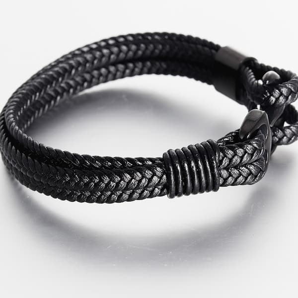 Ankararmband för män tillverkat av äkta flätat läder av hög kvalitet