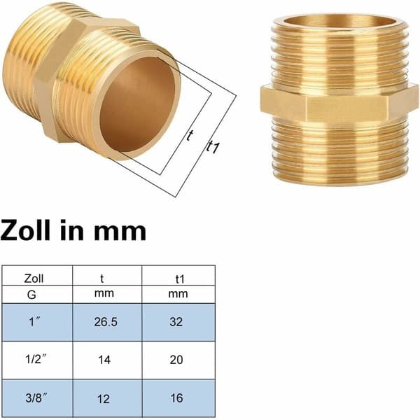 Tunge messingrøradapterfittings, solid messing haveslangeadapter til VVS og centralvarme, designet med præcision NPT han sekskantnippel til