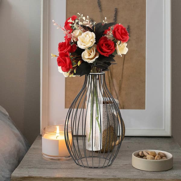 Modern stil minimalistisk hydroponisk vas järnkonst ihålig design vas dekorativ blomsterarrangemang vas