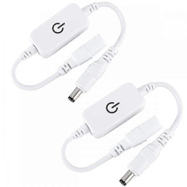 2 stk 12-24v 4a Enkelfarget LED Strip Lysstyrkekontroller På/av In-line DC Mini LED Touch (hvit)