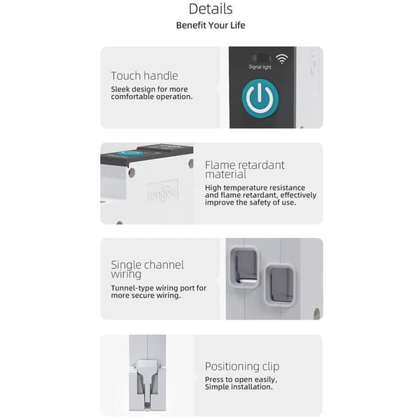 WiFi Smart Switch, Intelligent afbryder med trådløs stemmestyring og timerfunktioner, til sikker og effektiv elektrisk styring i dit hjem