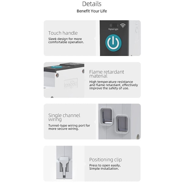 WiFi Smart Switch, Intelligent Strömbrytare med Trådlös Röststyrning och Timerfunktioner, för Säker och Effektiv Elektrisk Hantering i Ditt