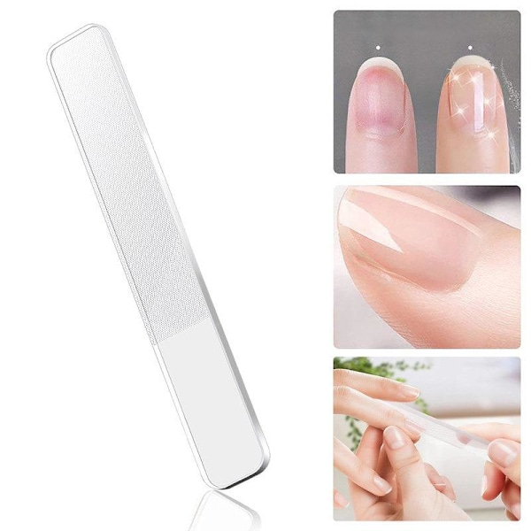 3-Pack - Nagelfil & Buffer / Glasfil för Naglar - Fil Transparent