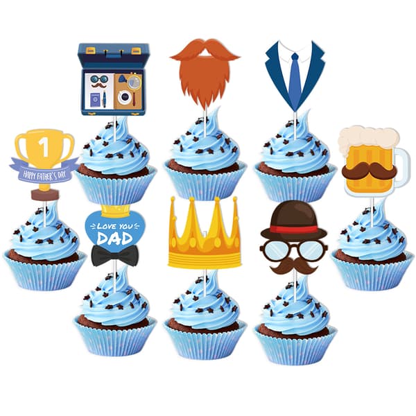Fars Dag-tema 12-dele Cupcake Topper Sæt til Fest Dessert Dekorationer
