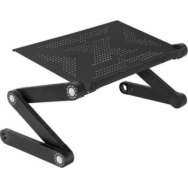Ergonomisk justerbart laptopbord med musemåtte i siden, foldbart skødbord til bærbar laptopstander, ventileret bakke design til 17 tommer