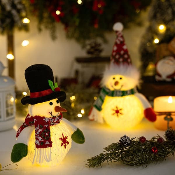 Självlysande juldocka, julig snögubbedocka med snöflingor och LED-belysning - B B