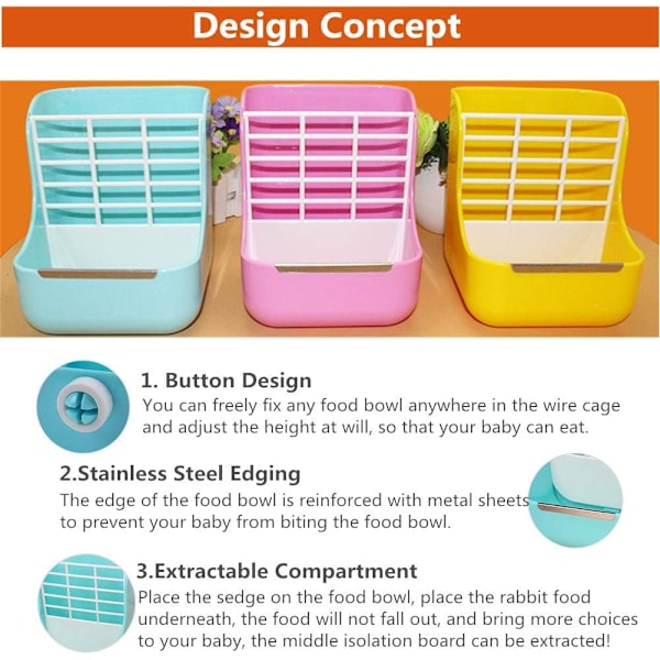 2-i-1 Mat- och Höfodrare för Marsvin, Kanin, Inomhus Höfodrare för Marsvin, Kanin, Chinchilla, Matskålar Används för Gräs & Mat