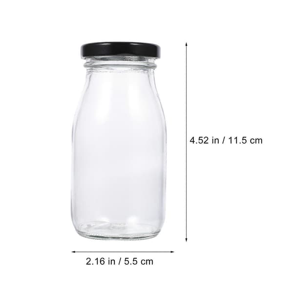 4 stk. mælkebeholdere til køleskab Mælkekander Glasmælkeflasker med låg 200 ml