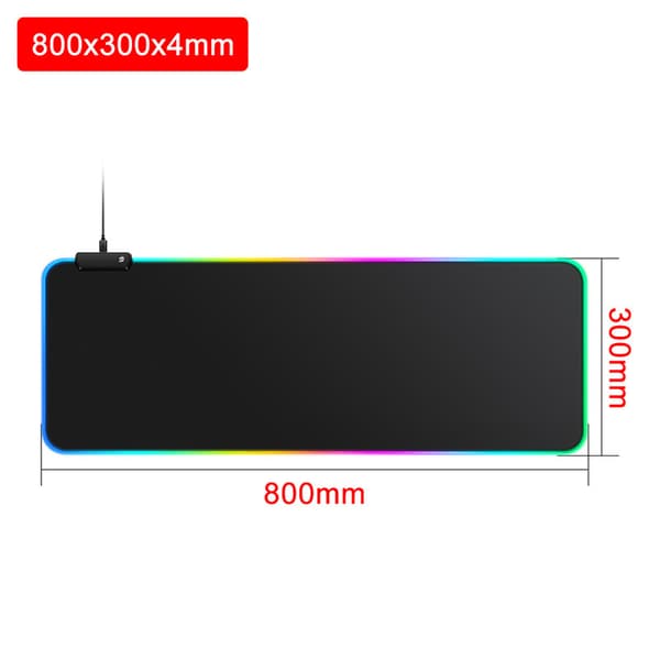 Stor RGB Gaming Musematte - 15 Lysmoduser Berøringskontroll Utvidet