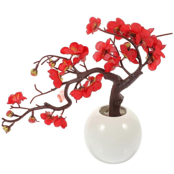 Husholdningssimulert blomsterbonsai i potte, vinterblomst-ornament, skrivebordsdekorasjon