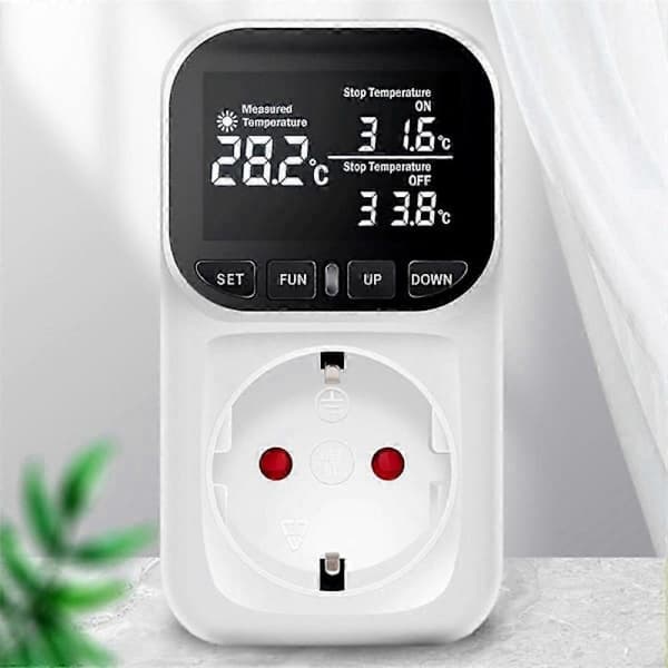 Digital Temperaturregulator, Reptil Termostat Timer Switch Stik med Sensor til Hjem, Drivhus
