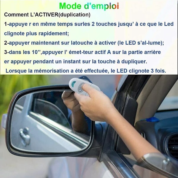 Fjärrkontroll Nyckelbricka för Garageportsändare, FCC ID-Certifierad Användarprogrammerbar 433.92Mhz, 3-Knapps Garageportkontroll för Förbättrad Säkerhet och Enkel Användning
