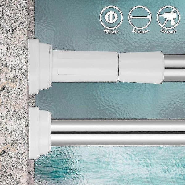 Duschdraperistång 50-80cm Vridbar Justerbar Duschstång Även Som Klädstång/Spännstång