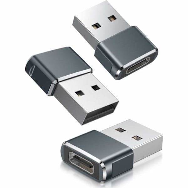 USB til USB-C-adapter til Apple iPhone 16 ProMax, 3-pak, Type C til USB A-kabelstik til iPhone 15 14 13 12 11
