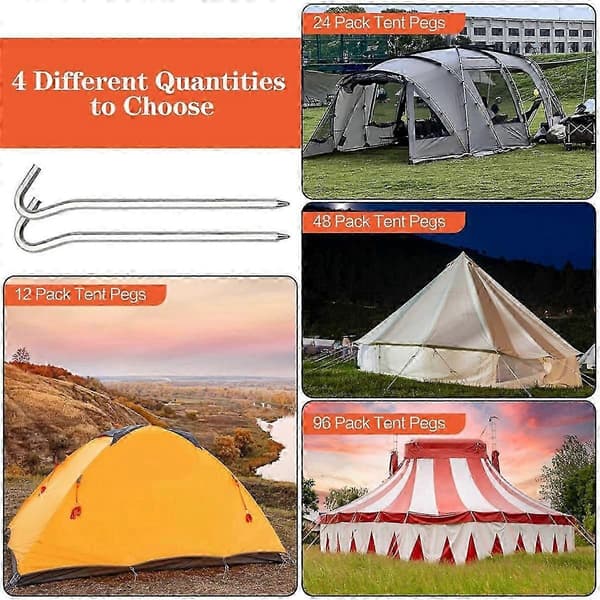 Teltplugger i aluminium med kroker, sekskantede stangbaldakinplugger, egnet for camping, baldakin
