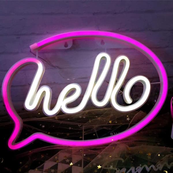 Neon Skilt, Hello Neon Lys LED Neon Lys Soverom USB eller Batteri