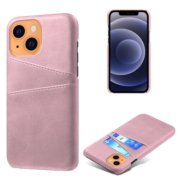 SKALO iPhone 13 PU-Läder Korthållare Skal - Rosa Rosa