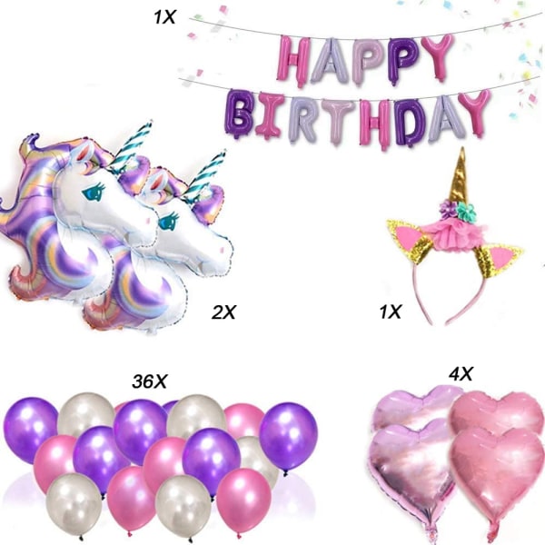 Enhörningsballonger, enhörningsfestdekorationer, enhörningsfödelsedag