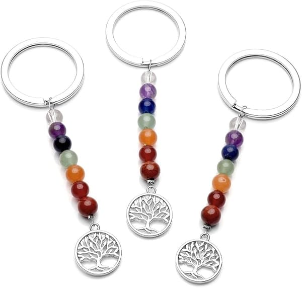 Nyckelring med ädelstenar, Livets träd, 7 Chakras
