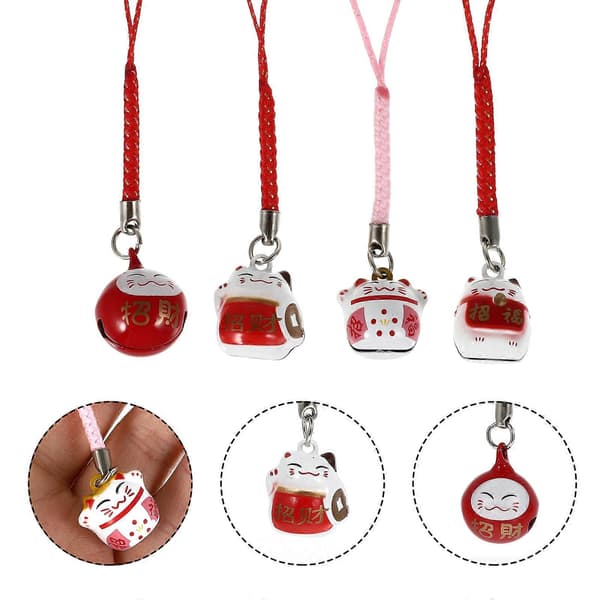 4 stk. Fortune Cat nøkkelring nøkkelringpynt Fortune Cat design hengende pynt (tilfeldig stil)