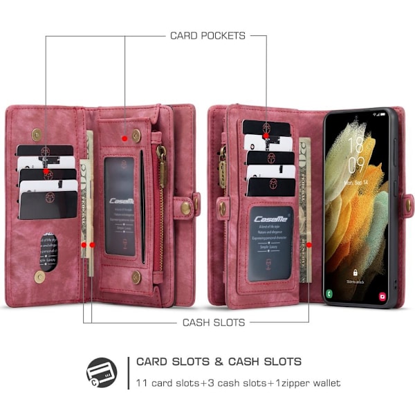 Samsung Galaxy S21 Plus - CASEME 2-i-1 Multifunkti Red Röd