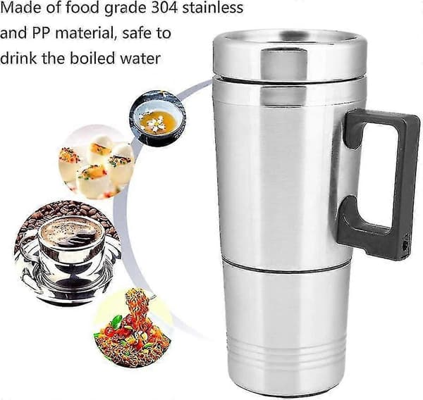 Bilkjele, rustfritt stål bil Tru reisekjele kopp rask koking for te kaffe (12v)
