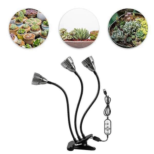 LED Vækstlys til Indendørs Planter, Spektrum 3 Skrivebordsklemme Plantelys til Justerbar Belysning