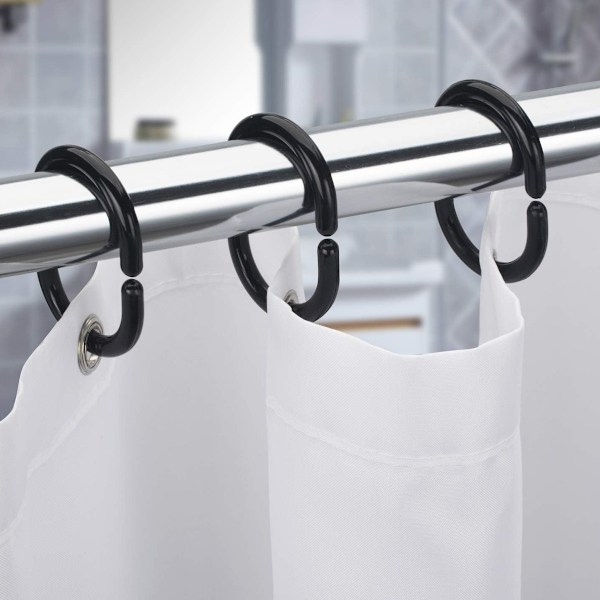 Duschdraperikrokar för Badrum, Smidiga Rostfria Plastkrokar, Enkel Installation för Badkarsduschstänger (30 ST)