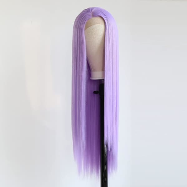 Lilla glat hår til kvinder - Cosplay paryk med langt hår