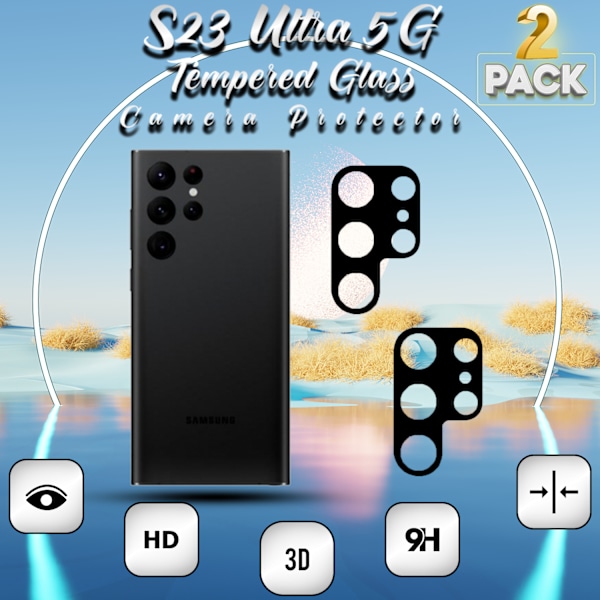 2-Pack Linsskydd Samsung Galaxy S23 Ultra (5G) - Härdat Glas 9H - Super 3D Linsskydd