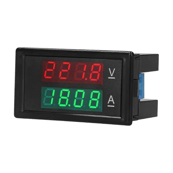 Digital Voltmeter Ammeter Spænding Strøm Tester Måler Volt Amperage Tester Måler Amp Detektor Rød Grøn Dobbelt Display Digital Multimeter