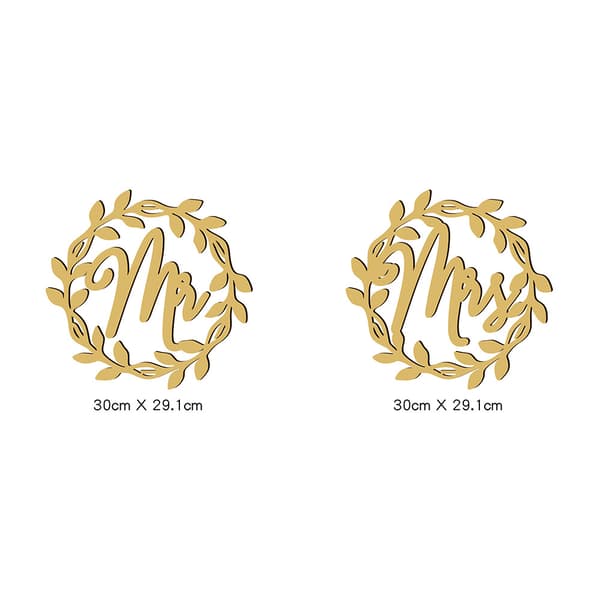 (Guld) Mr och Mrs stolsdekorationsskylt för bröllop, Dekorativ