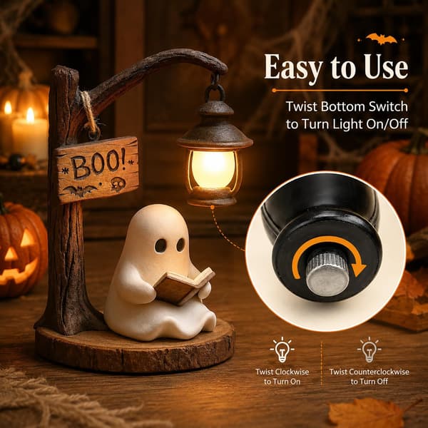 Halloween Spøkelsesfigur, Spøkelse Leselampe Design: Unik 3D Nattlys, Gave og Skrivebordsdekorasjon