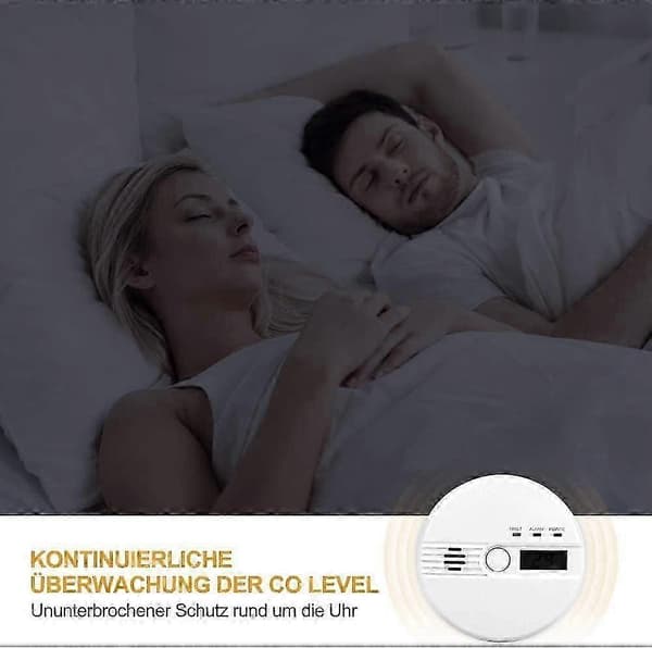 Kuliltealarm CO-detektor med testknap og digitalt display, 85dB alarm