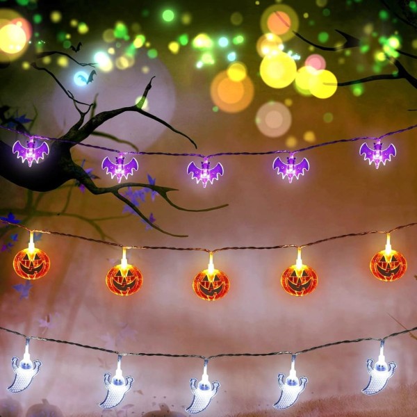 Halloween Fairy Lights, 3m 20led pumpa, spöke och fladdermus