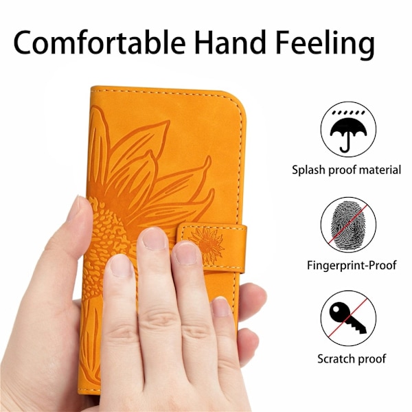 SKALO Motorola Edge 50 Neo 5G Embossed Flower Plånboksfodral i PU-Läder - Gul Gul