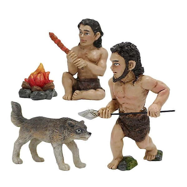 1 sett liten primitiv mann modell Bonsai landskapsarbeid primitiv mann dekor hageoppsett dekor