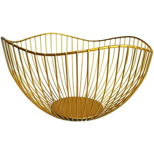 Fruktkorg med vågformdesign, guld fruktkorg metall