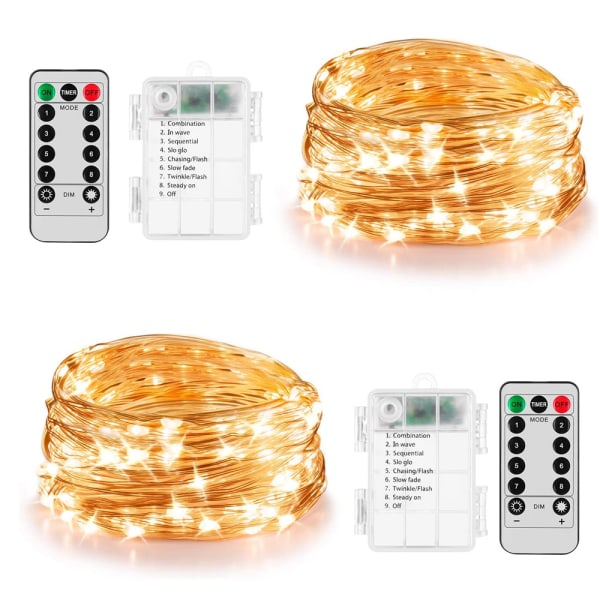 2-pack 16ft 50 LED Fairy Lights batteridriven jul,