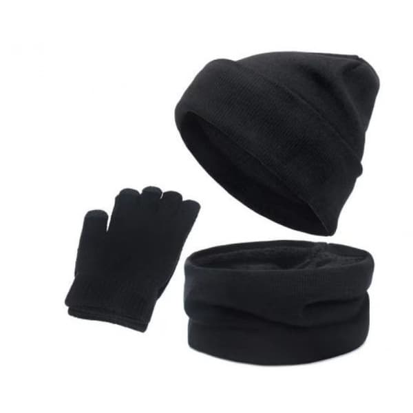 3-delad mössa, handske, halsduk, stickad och sammetsmössa, mössa, overaller,